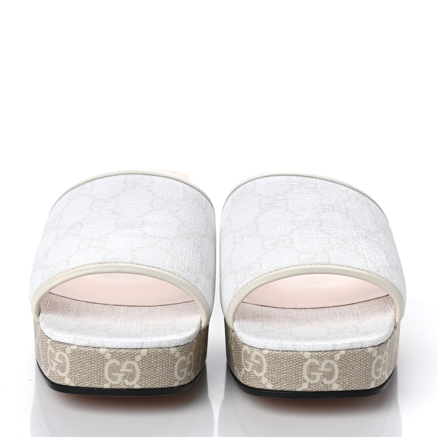GG Supreme Monogram Malaga Kid Platform Mule Sandals 40 White Mystic White