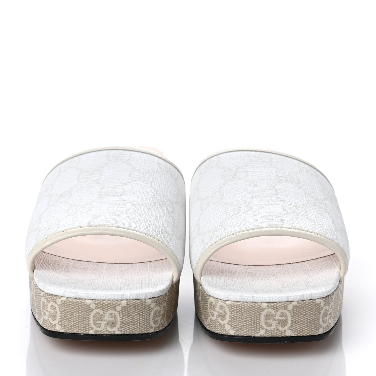 Gucci GG Supreme Monogram Malaga Kid Platform Mule Sandals 40 White Mystic White 2 of 9