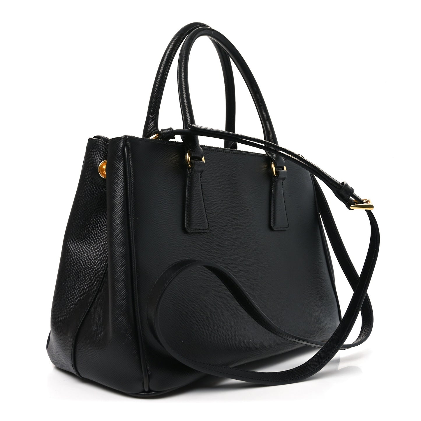 Saffiano Small Galleria Double Zip Tote Black