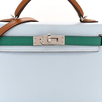 Hermes Epsom Mini Kelly Sellier 20 Bleu Brume Vert Jade Gold 8 of 13