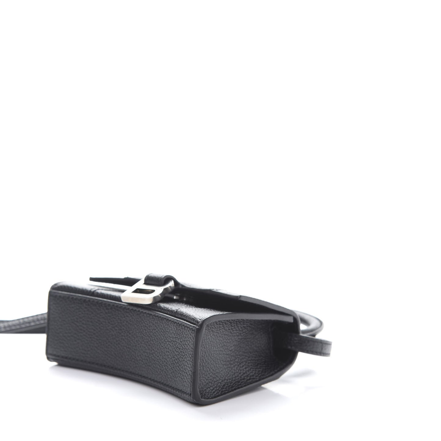 Grained Calfskin Hourglass Top Handle Bag Mini Black