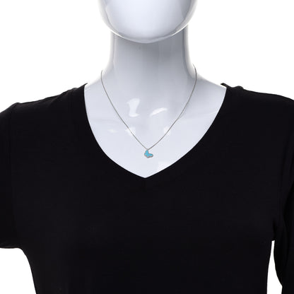 Van Cleef & Arpels 18K White Gold Turquoise Sweet Alhambra Butterfly Pendant Necklace 2 of 6