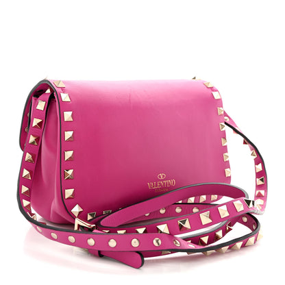 Valentino Garavani Vitello Mini Rockstud Flap Saddle Crossbody Bag Fuxia 3 of 12