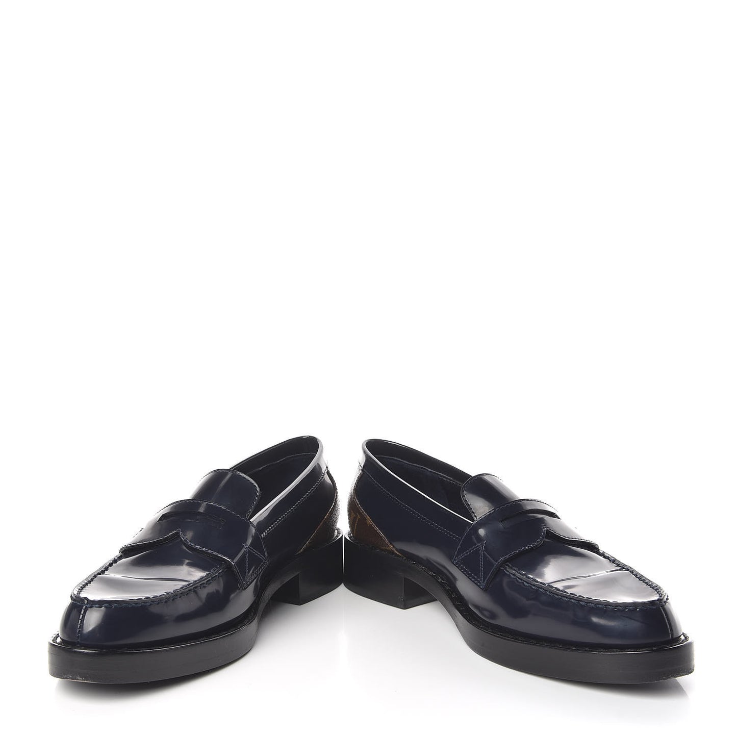 Monogram Patent Academy Flat Loafers 36 Navy