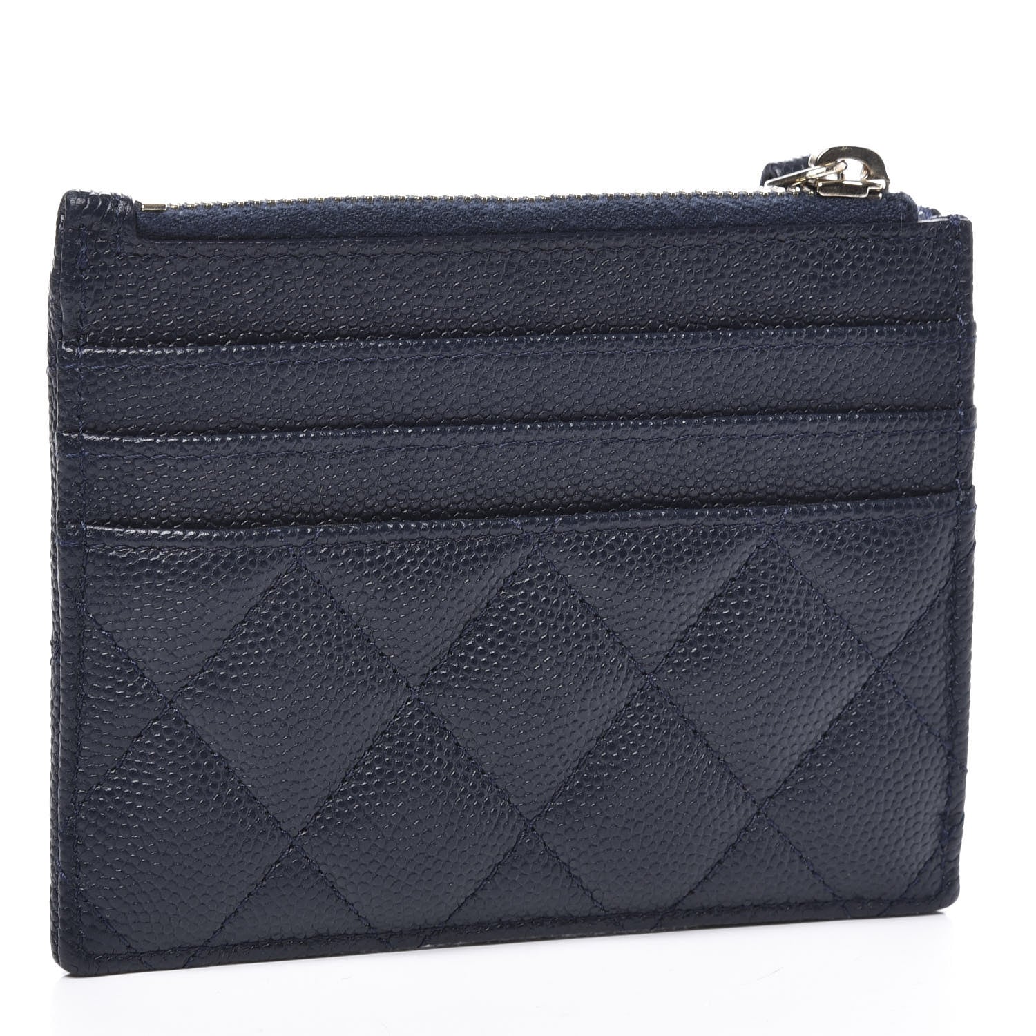 Chanel Caviar Quilted CC Zip Card Holder Navy 2 of 9