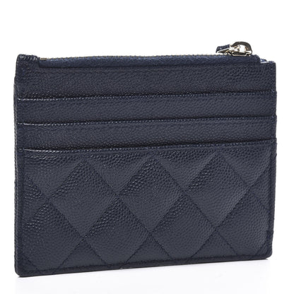 Chanel Caviar Quilted CC Zip Card Holder Navy 2 of 9
