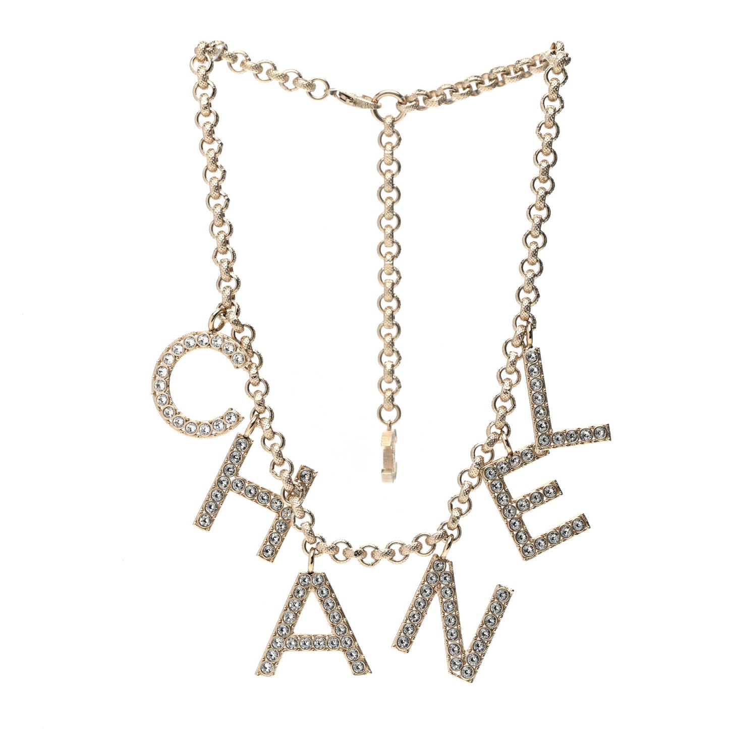 Crystal City of Lights Letter Chain Necklace Gold