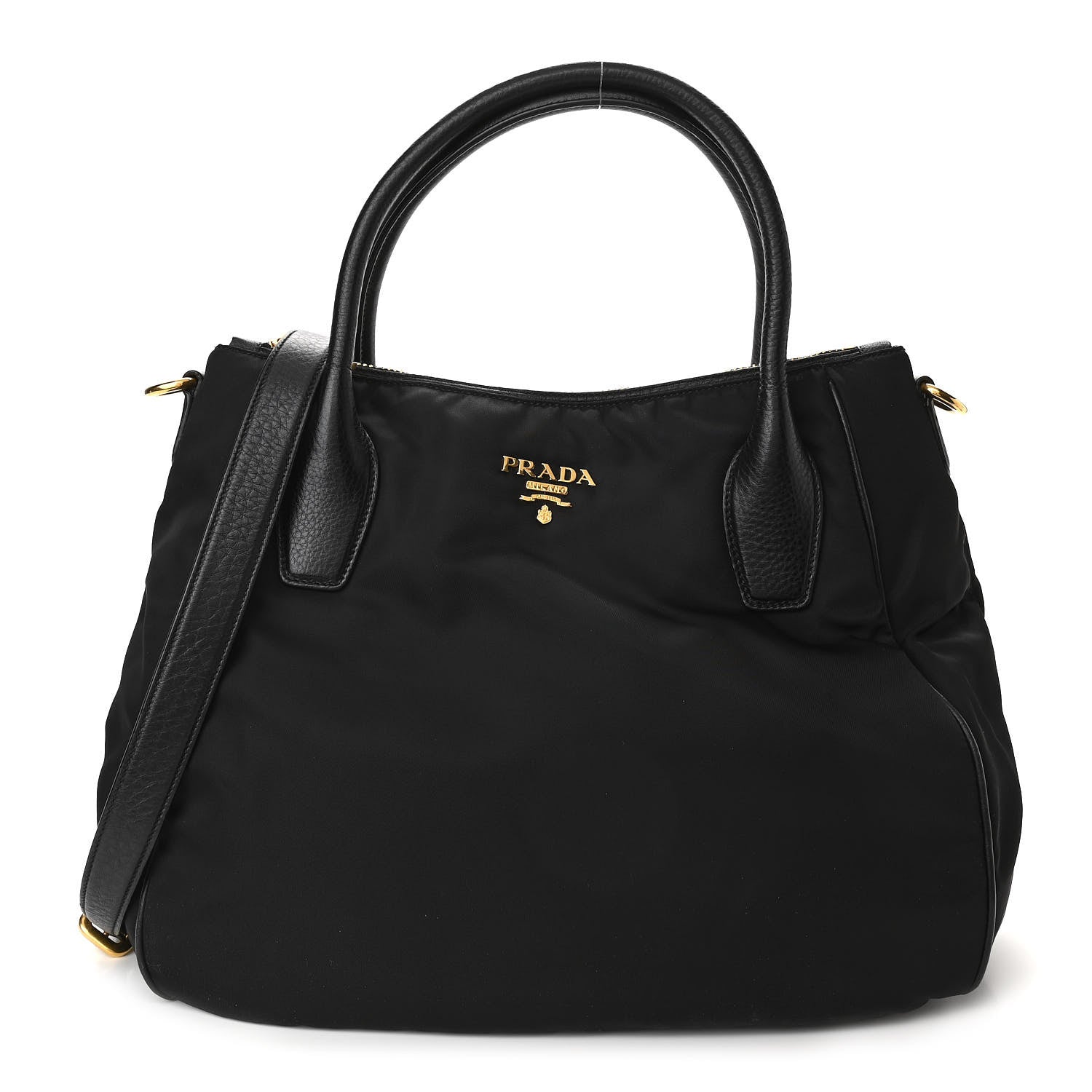 Prada Tessuto Nylon Vitello Daino Tote Black 1 of 8