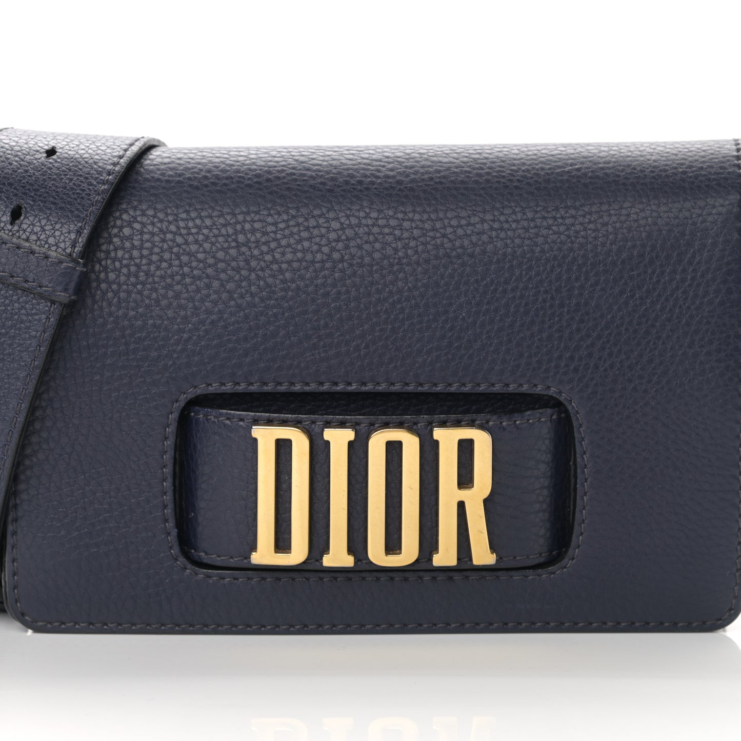Grained Calfskin Dio(r)evolution Flap Bag Navy Blue