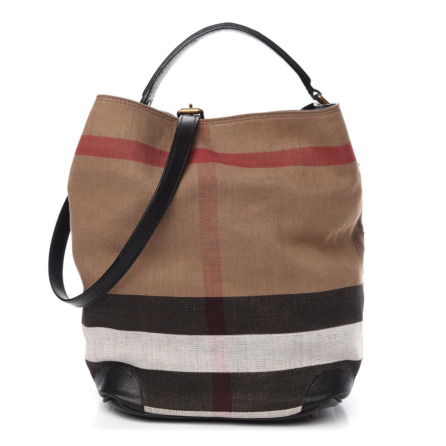 Burberry Canvas Mega Check Medium Ashby Hobo Black 1 of 12