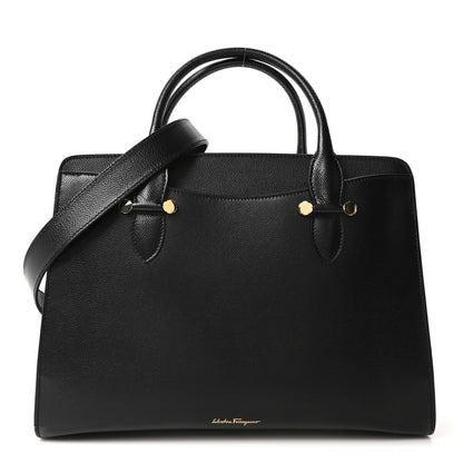 Salvatore Ferragamo Hammered Calfskin Today Satchel Black 1 of 9
