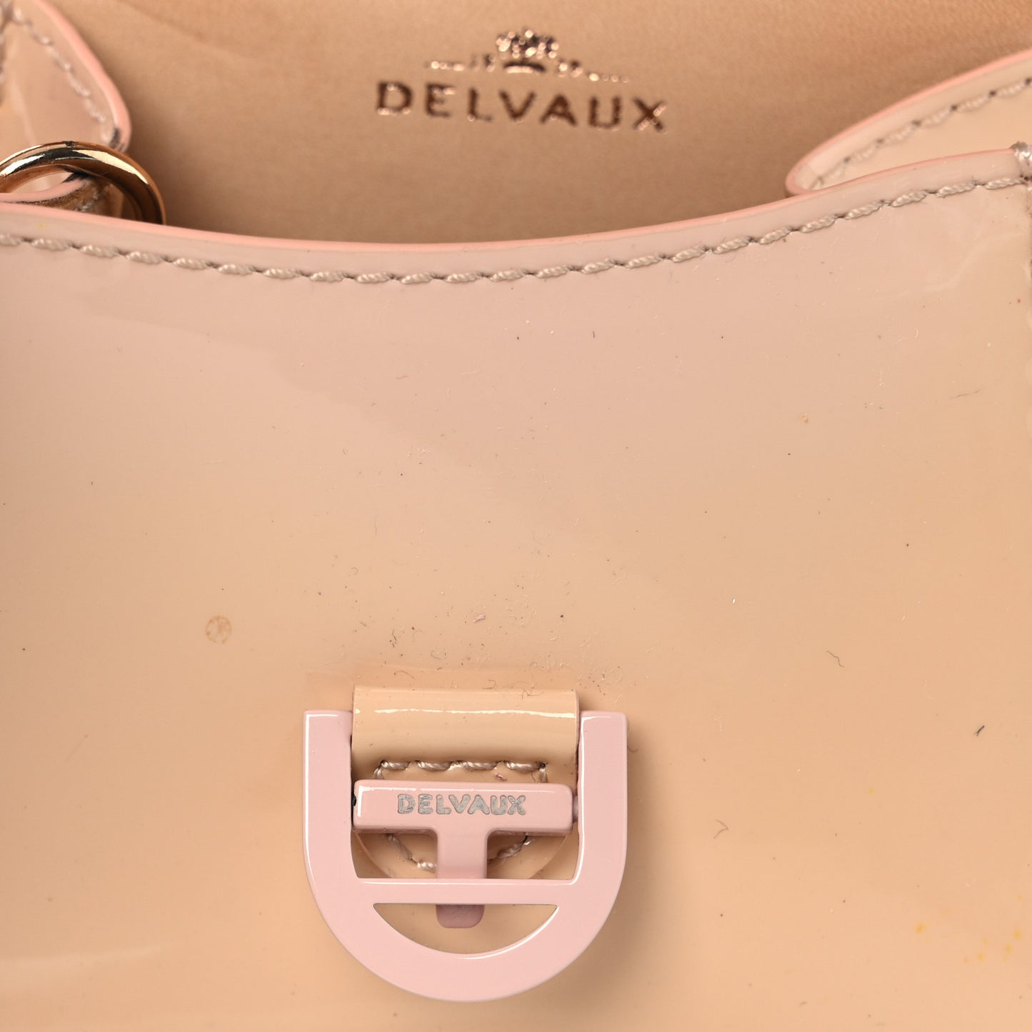 Patent Calfskin Mini Brillant Bag Charm Beige