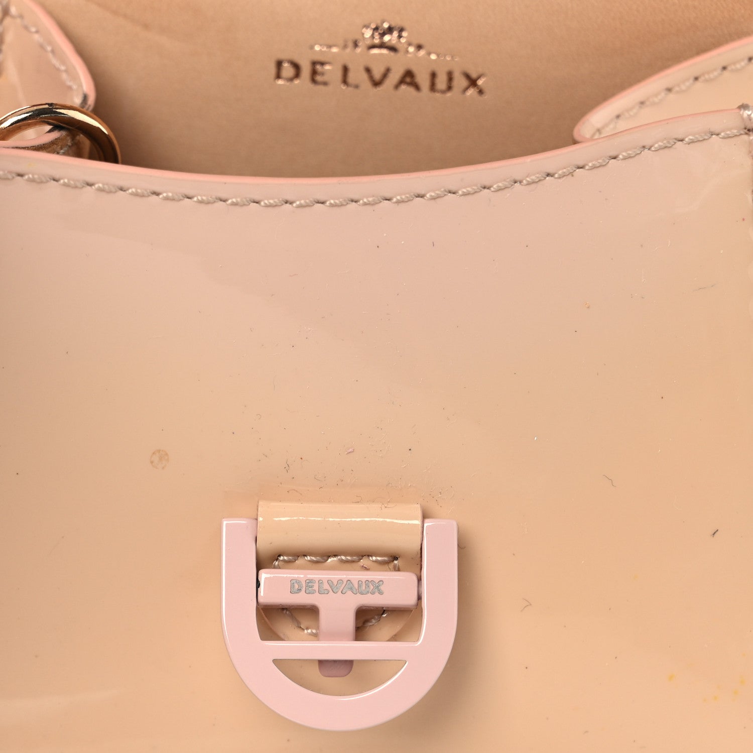Delvaux Patent Calfskin Mini Brillant Bag Charm Beige 8 of 9