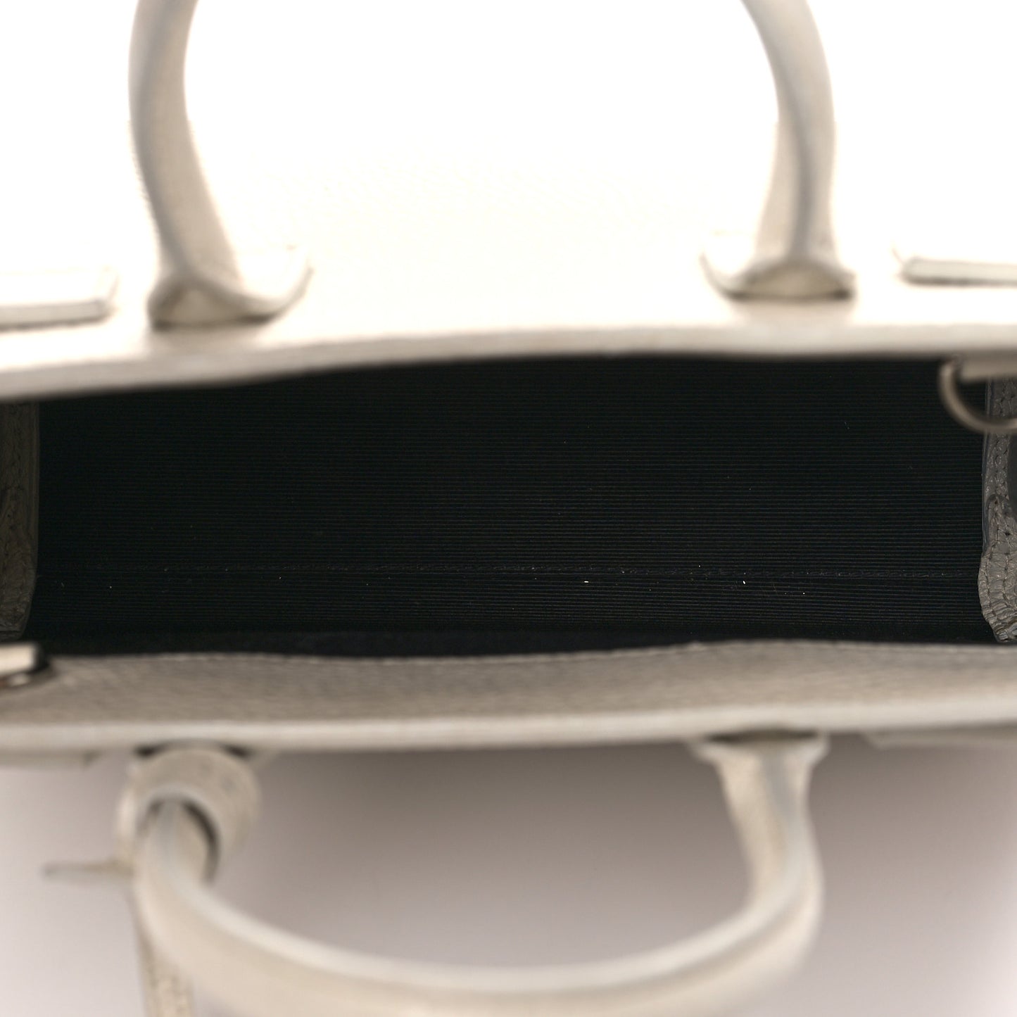 Grained Calfskin Nano Sac de Jour Dove White