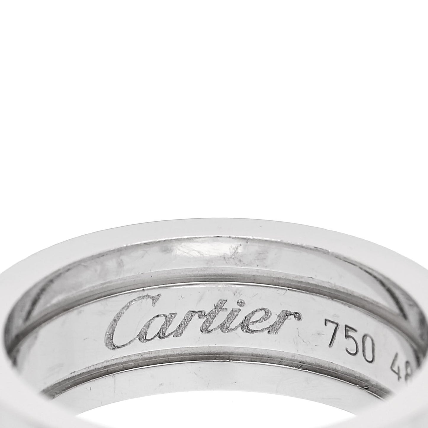 18K White Gold 6.5mm C De Cartier Ring 48 4.5