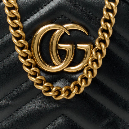 Gucci Calfskin Matelasse Mini GG Marmont Crossbody Bag Black 8 of 10
