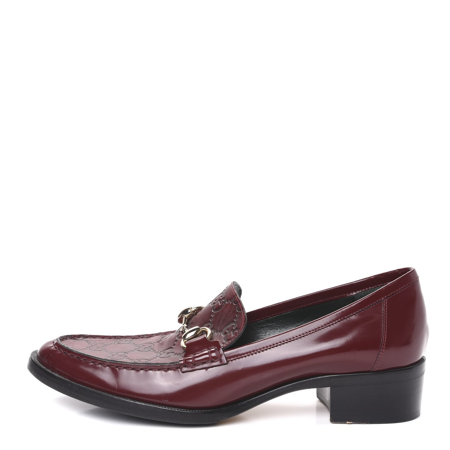 Calfskin Horsebit Guccissima Mens Platform Loafers 7 Burgundy