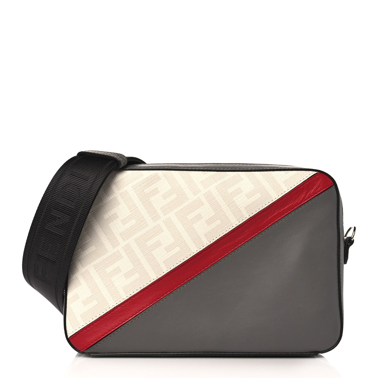 Glazed Fabric Vitello Cover FF 1974 Diagonal Bi-Color Medium Camera Case Perla Argilla Fragola
