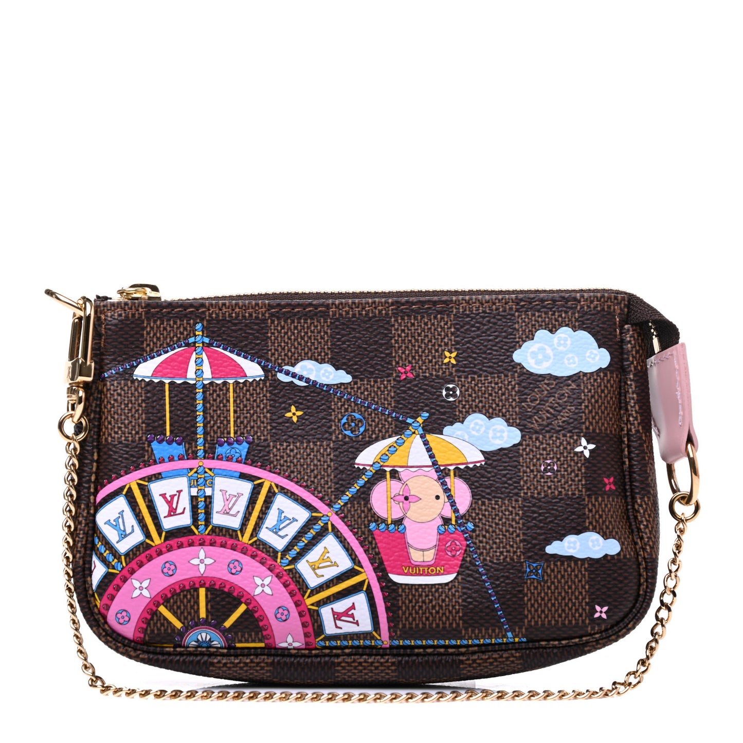 Damier Ebene 2020 Christmas Animation Big Wheel Mini Pochette Accessories Rose Ballerine