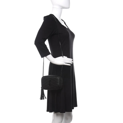 Saint Laurent Grain De Poudre Matelasse Monogram Mini Lou Camera Bag Black 2 of 11