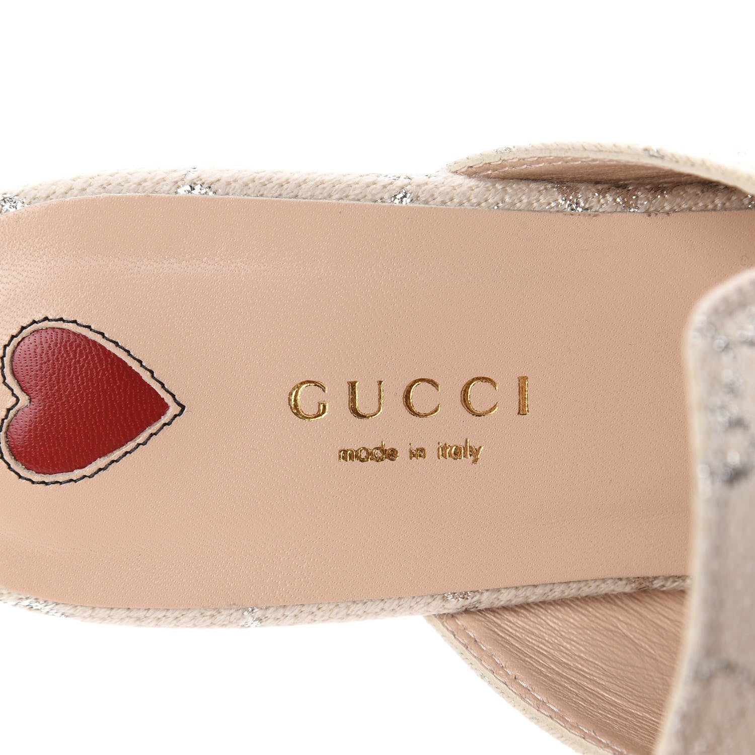 Gucci Canvas Lame GG Monogram Womens Princetown Slippers 38 Gardenia Silver 8 of 10