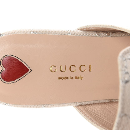 Gucci Canvas Lame GG Monogram Womens Princetown Slippers 38 Gardenia Silver 8 of 10