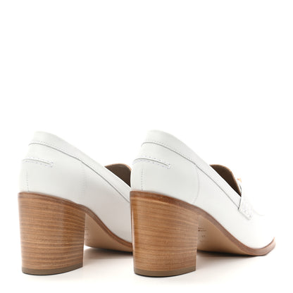 Hermes Calfskin Womens Dauphine 70 Moccasin Loafers 37 White 4 of 8
