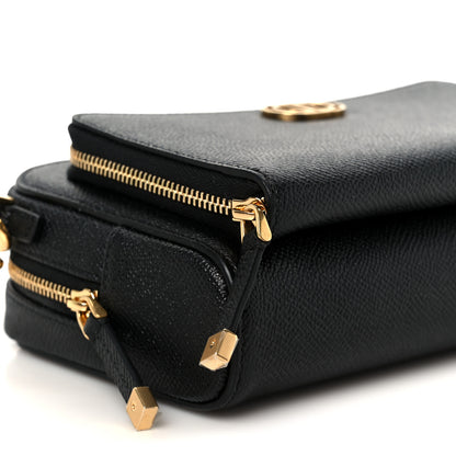 Christian Dior Grained Calfskin Caro Double Pouch Black 9 of 10