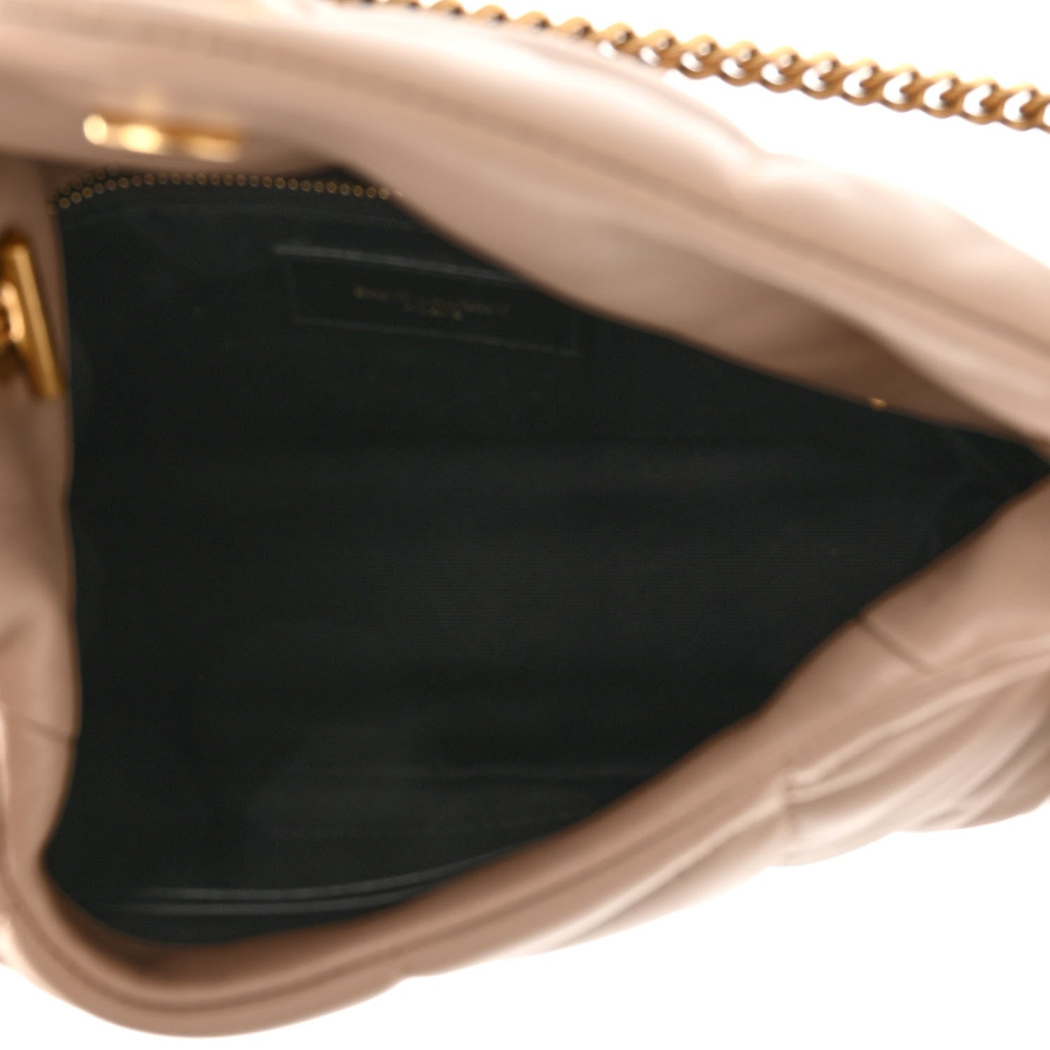 Saint Laurent Lambskin Quilted Toy Loulou Puffer Monogram Chain Satchel Dark Beige 5 of 9