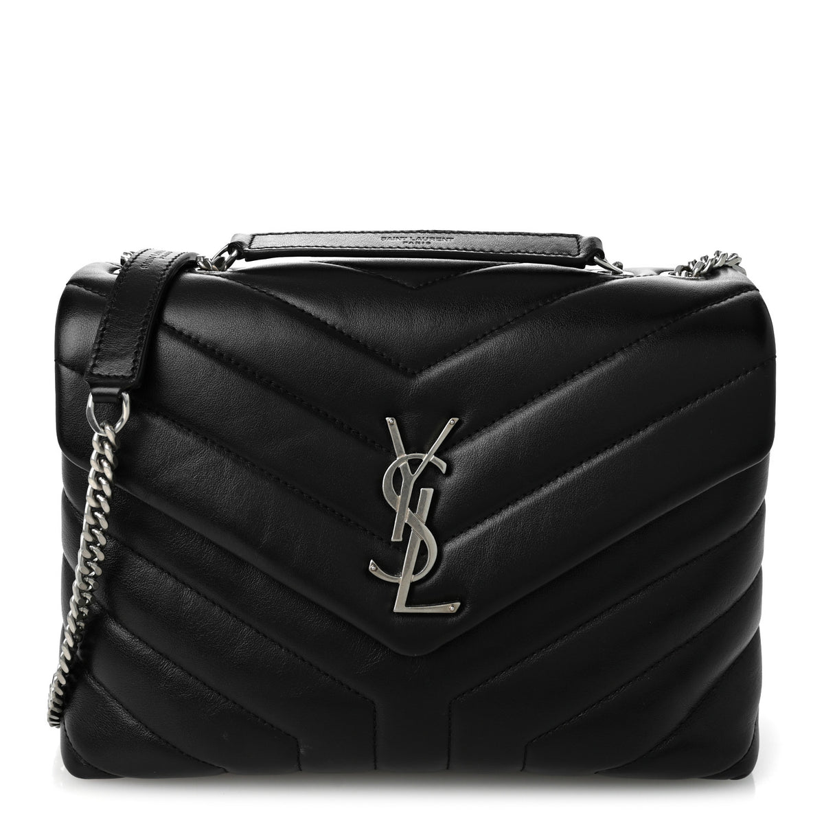 Saint Laurent Calfskin Y Quilted Monogram Small Loulou Chain Satchel Black 1 of 9