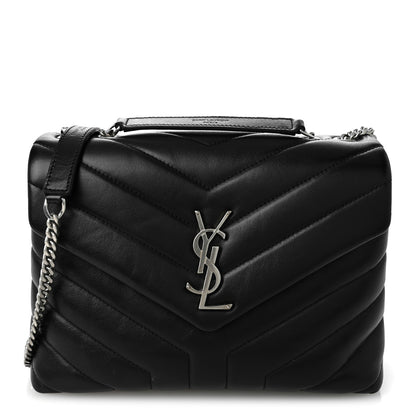 Saint Laurent Calfskin Y Quilted Monogram Small Loulou Chain Satchel Black 1 of 9