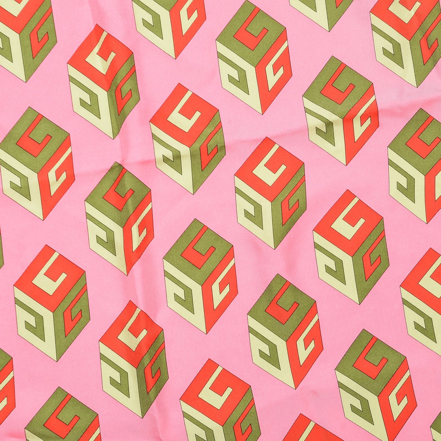 Silk Twill Gucci Cubo Square Scarf Roseatte Red