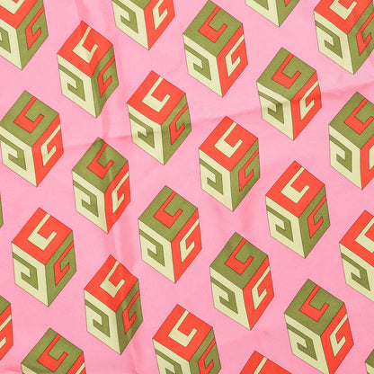 Gucci Silk Twill Gucci Cubo Square Scarf Roseatte Red 4 of 5