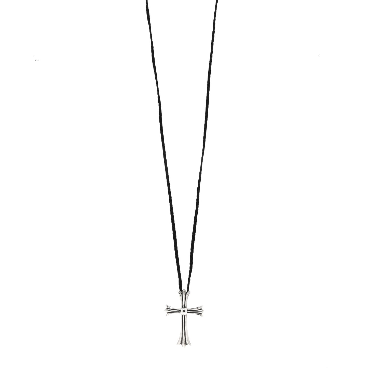 Sterling Silver Large Cross Pendant Cord Necklace