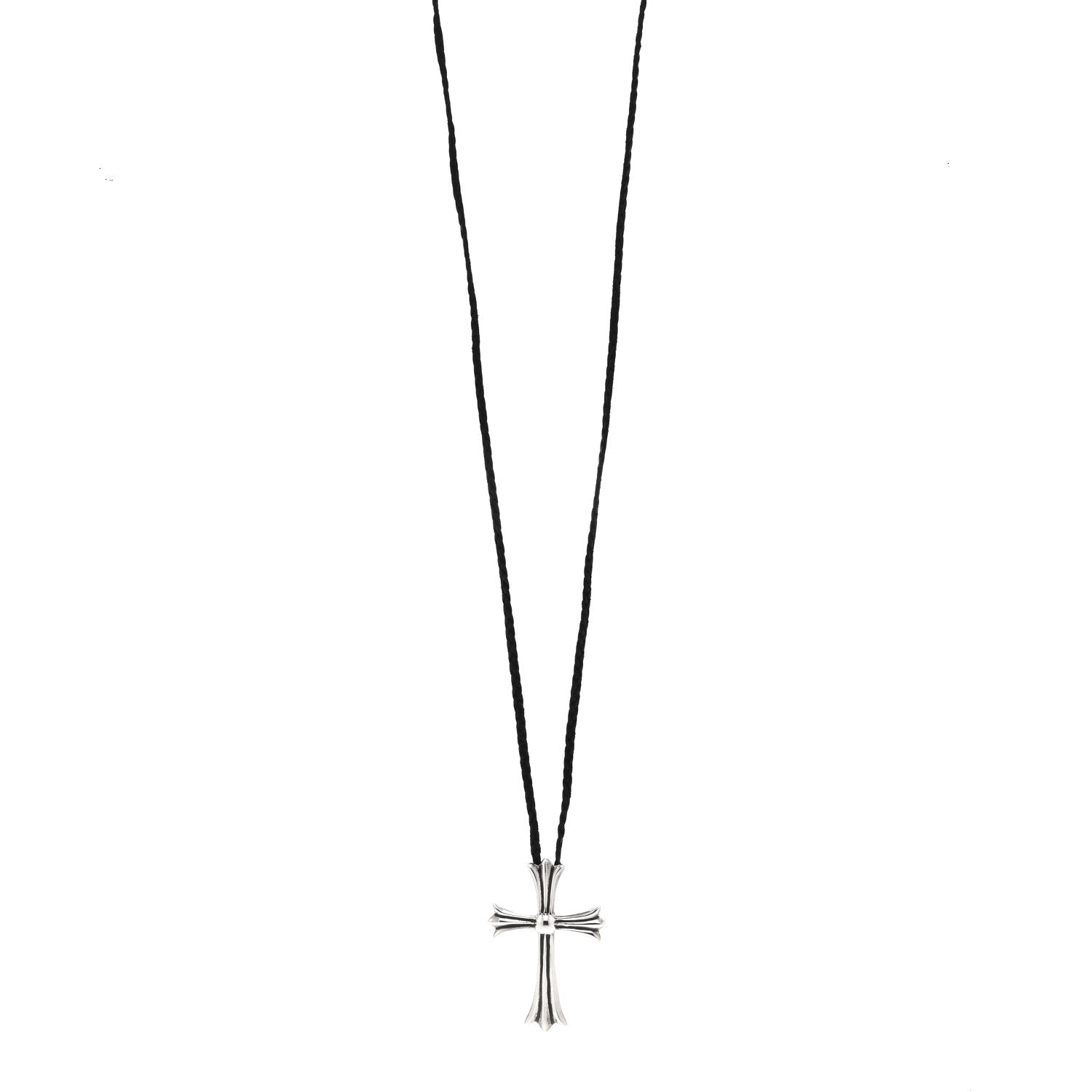Chrome Hearts Sterling Silver Large Cross Pendant Cord Necklace 1 of 5