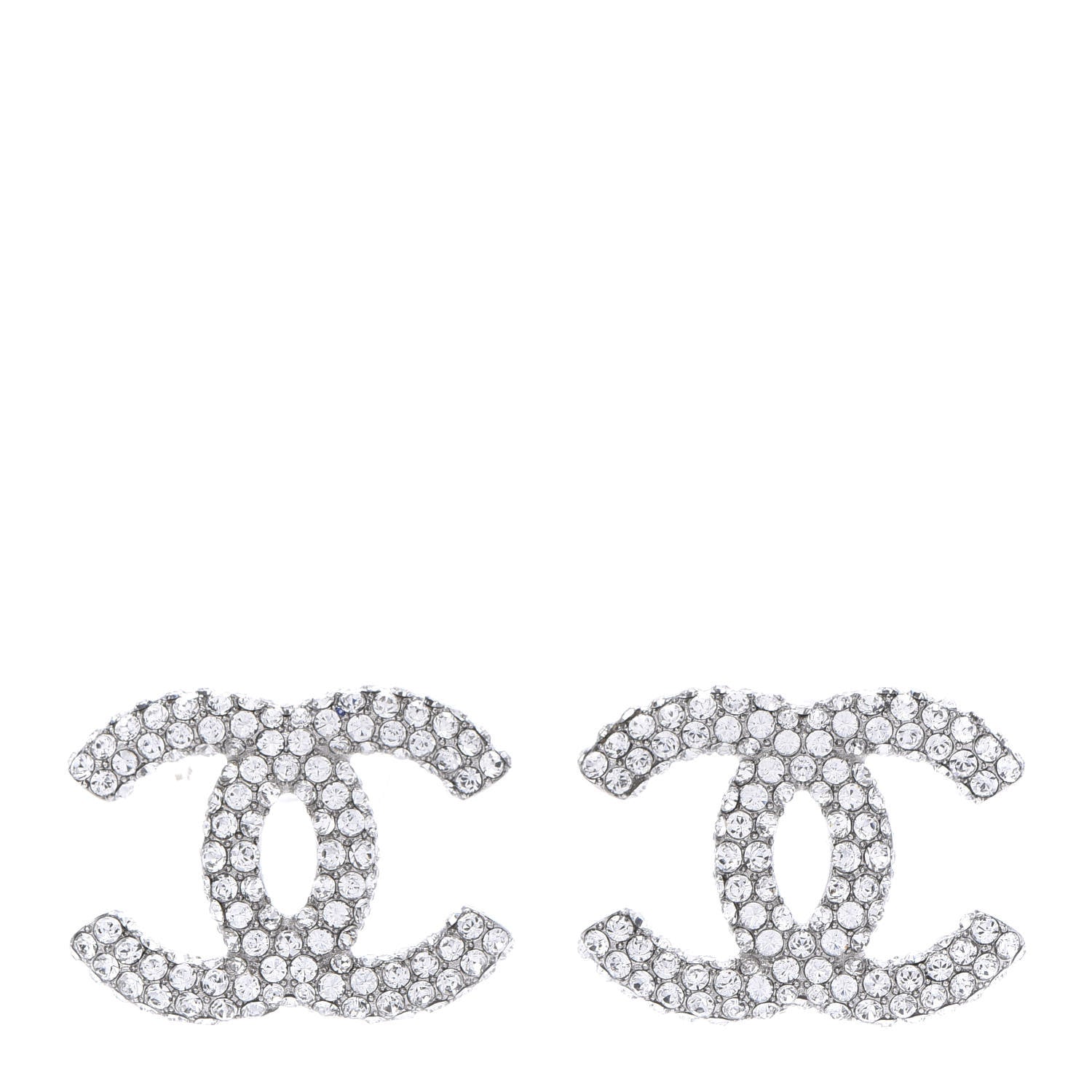 Chanel Crystal Large CC Earrings Silver 2 of 10