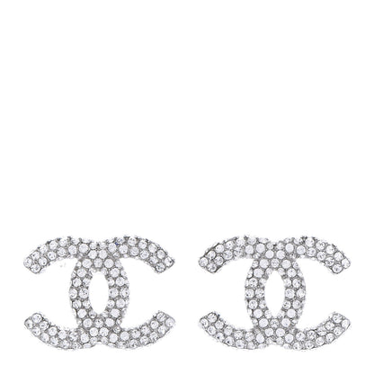 Chanel Crystal Large CC Earrings Silver 2 of 10