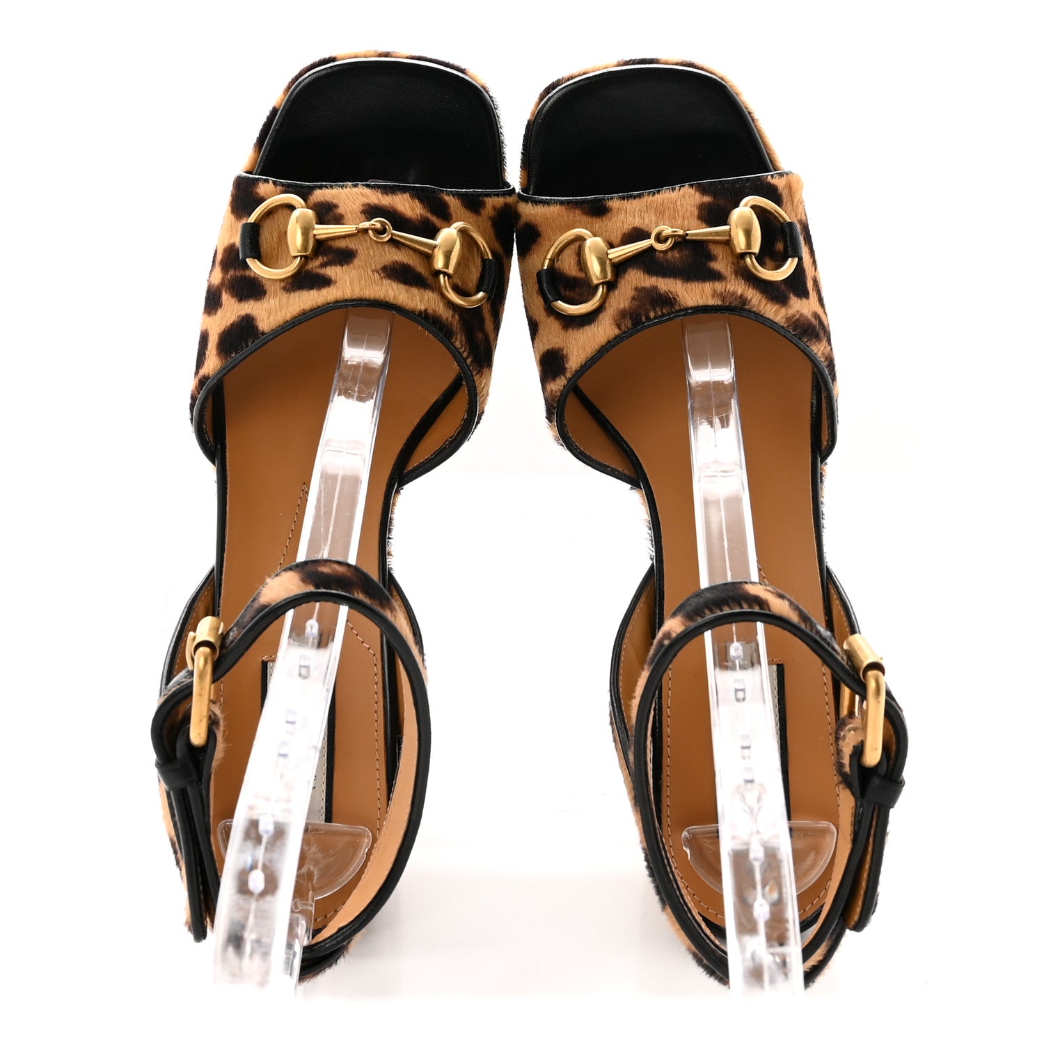 Gucci Calf Hair Leopard Print Horsebit 25/60mm Platform Sandals