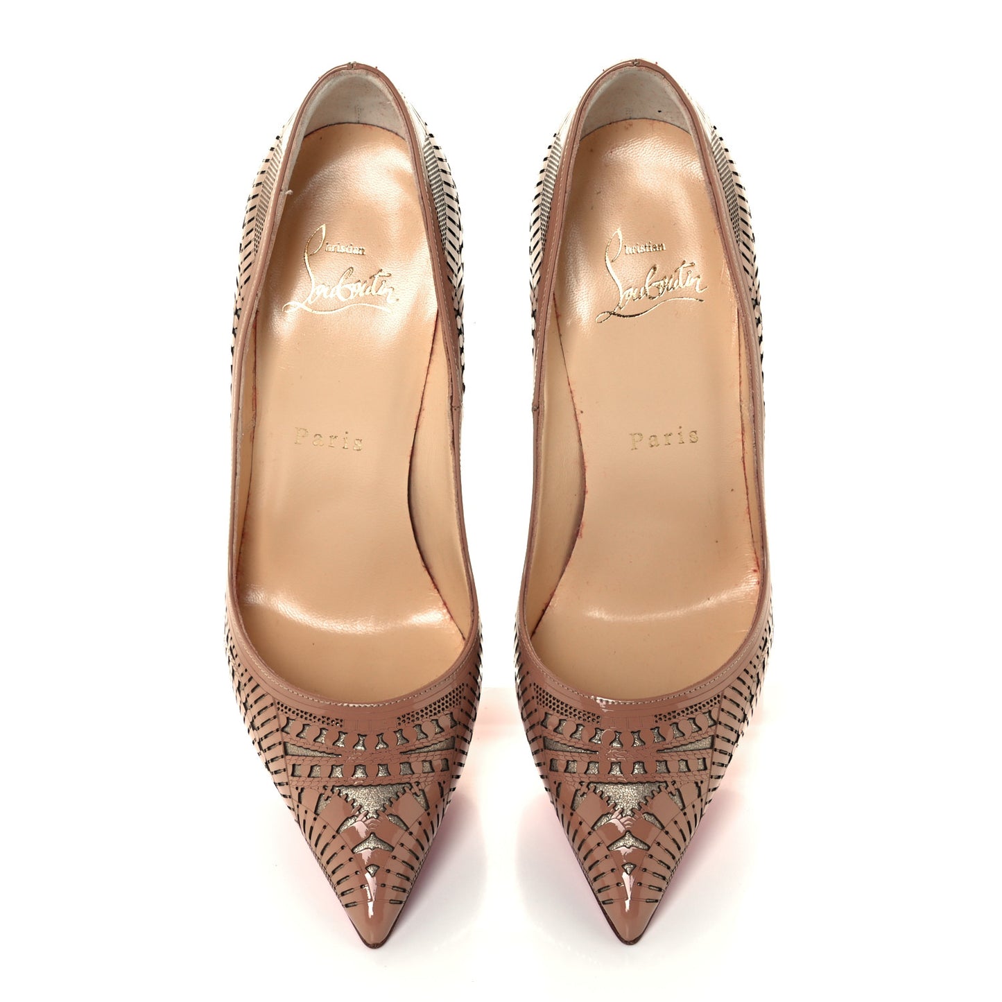 Patent Suede Burma Laser Cut Kristali 120 Pumps 36 Nude