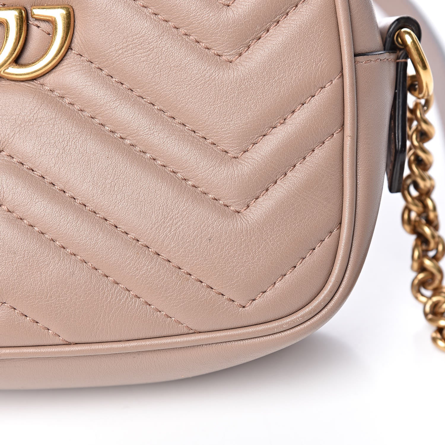 Gucci Calfskin Matelasse Mini GG Marmont Chain Shoulder Bag Porcelain Rose 11 of 15
