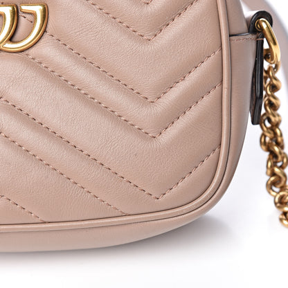 Gucci Calfskin Matelasse Mini GG Marmont Chain Shoulder Bag Porcelain Rose 11 of 15