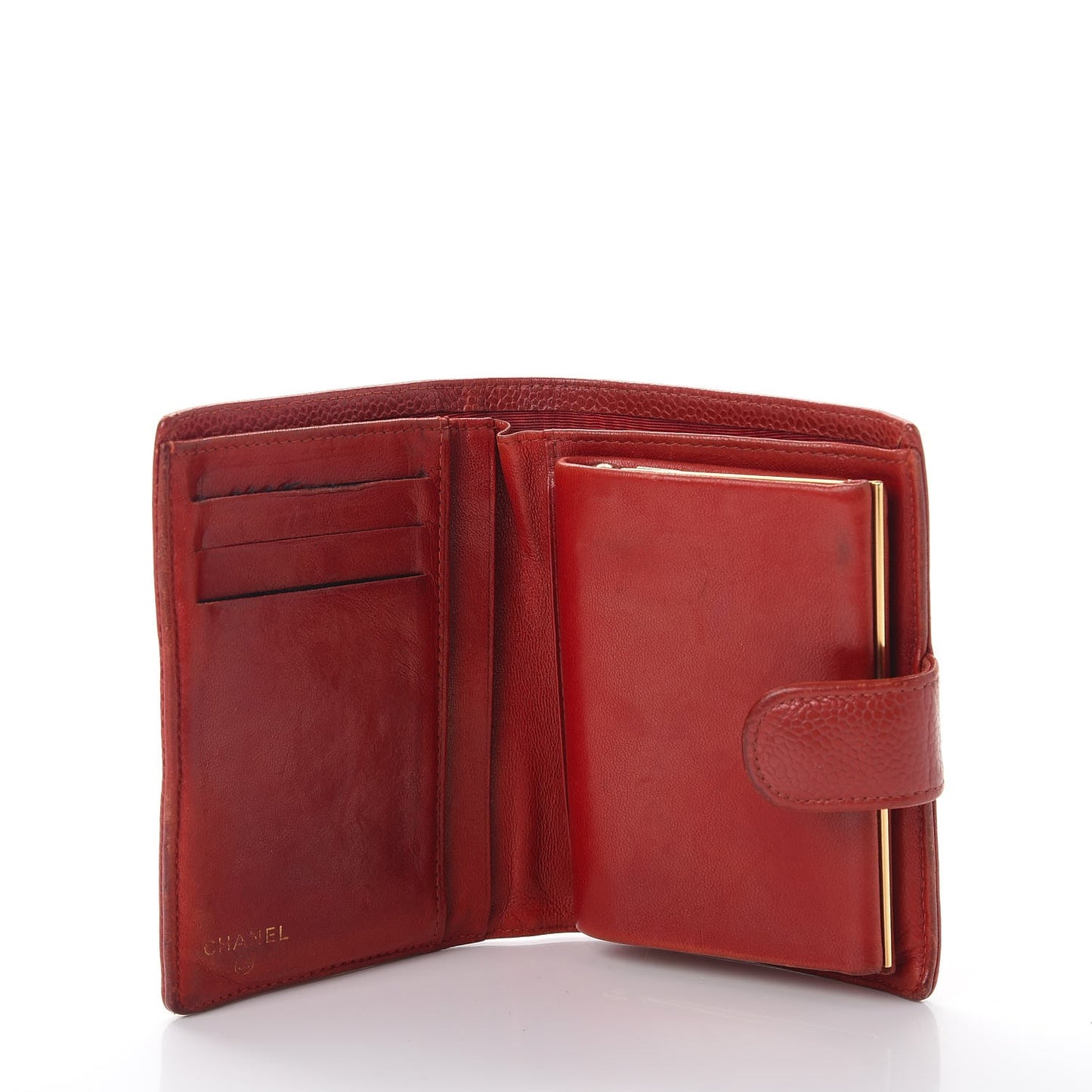 Caviar Timeless CC Compact French Wallet Red