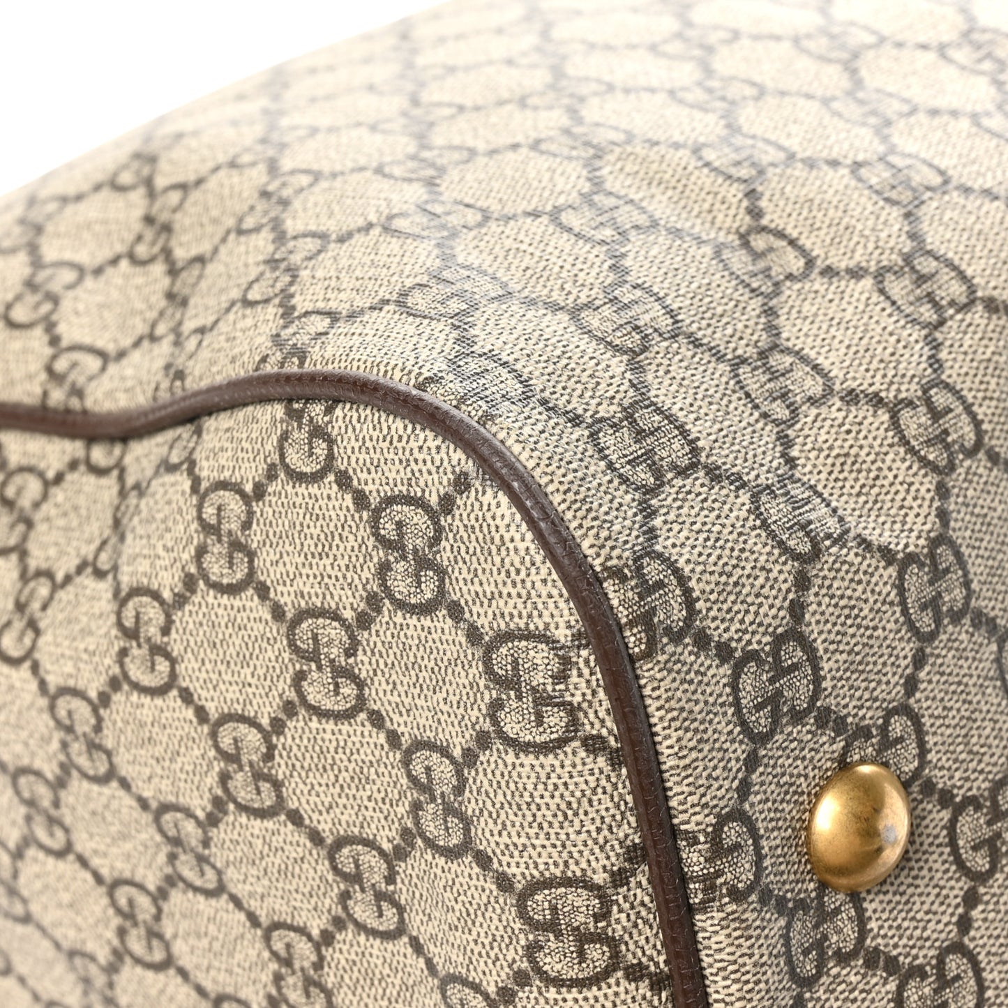 GG Supreme Monogram Textured Dollar Calfskin Web Medium Ophidia Carry-On Duffle Bag Beige Ebony New Acero