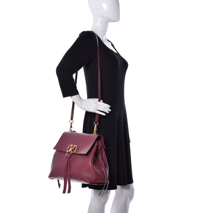 Valentino Garavani Grainy Calfskin VRing Shoulder Bag Cerise 2 of 9