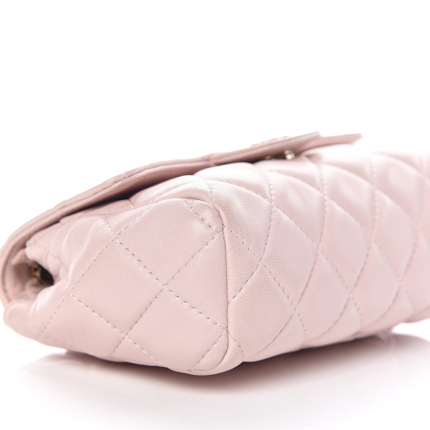 Lambskin Quilted Flap Cosmetic Case Light Pink