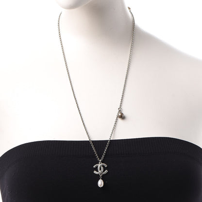 Chanel Pearl Crystal CC Drop Necklace 2 of 8