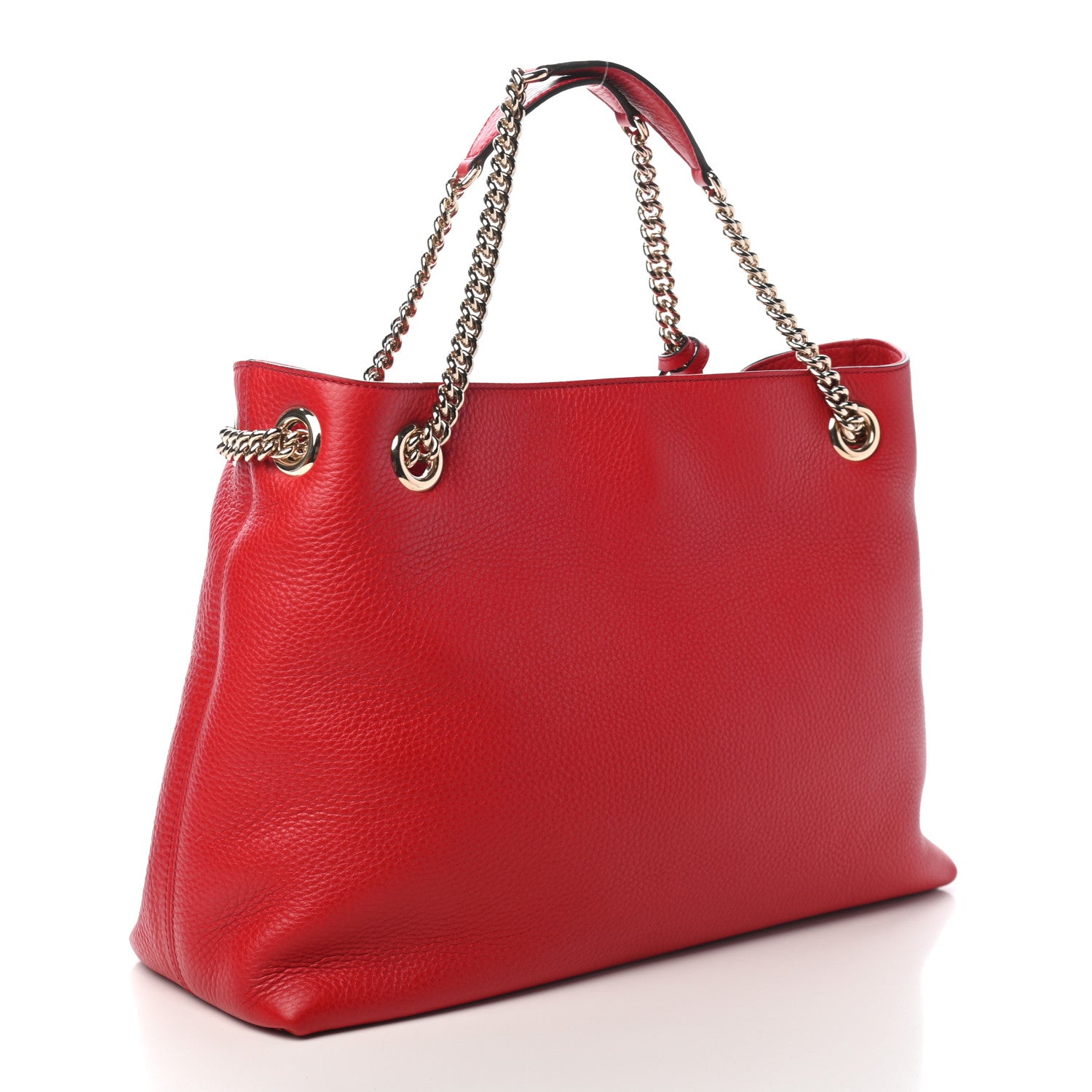Gucci Pebbled Calfskin Medium Soho Chain Shoulder Bag Tabasco Red 3 of 9