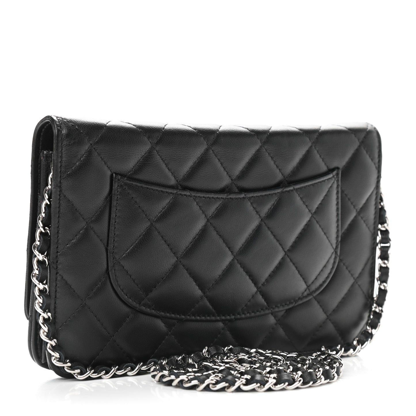 Lambskin Quilted Wallet On Chain WOC Black