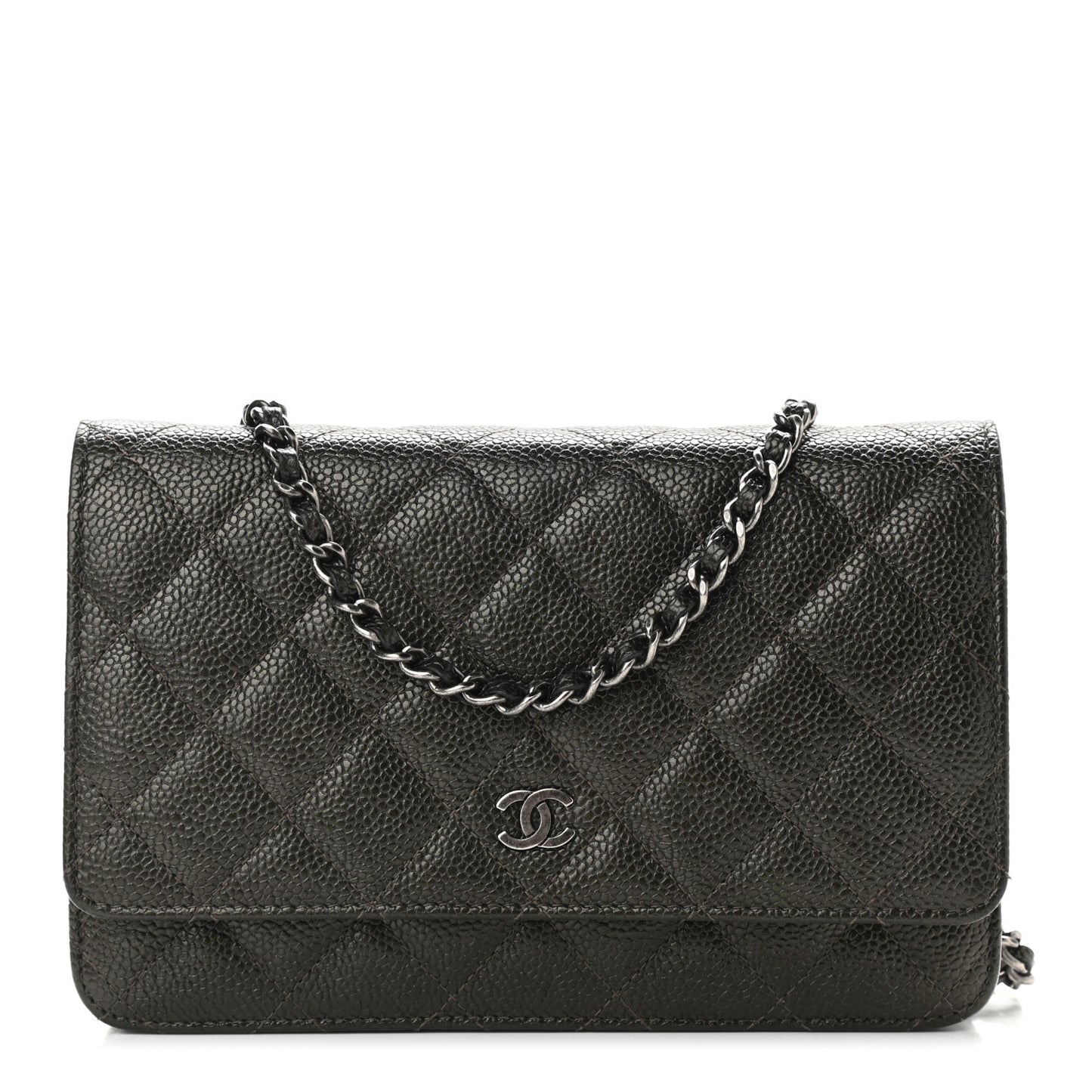 Caviar Quilted Wallet On Chain WOC Dark Green
