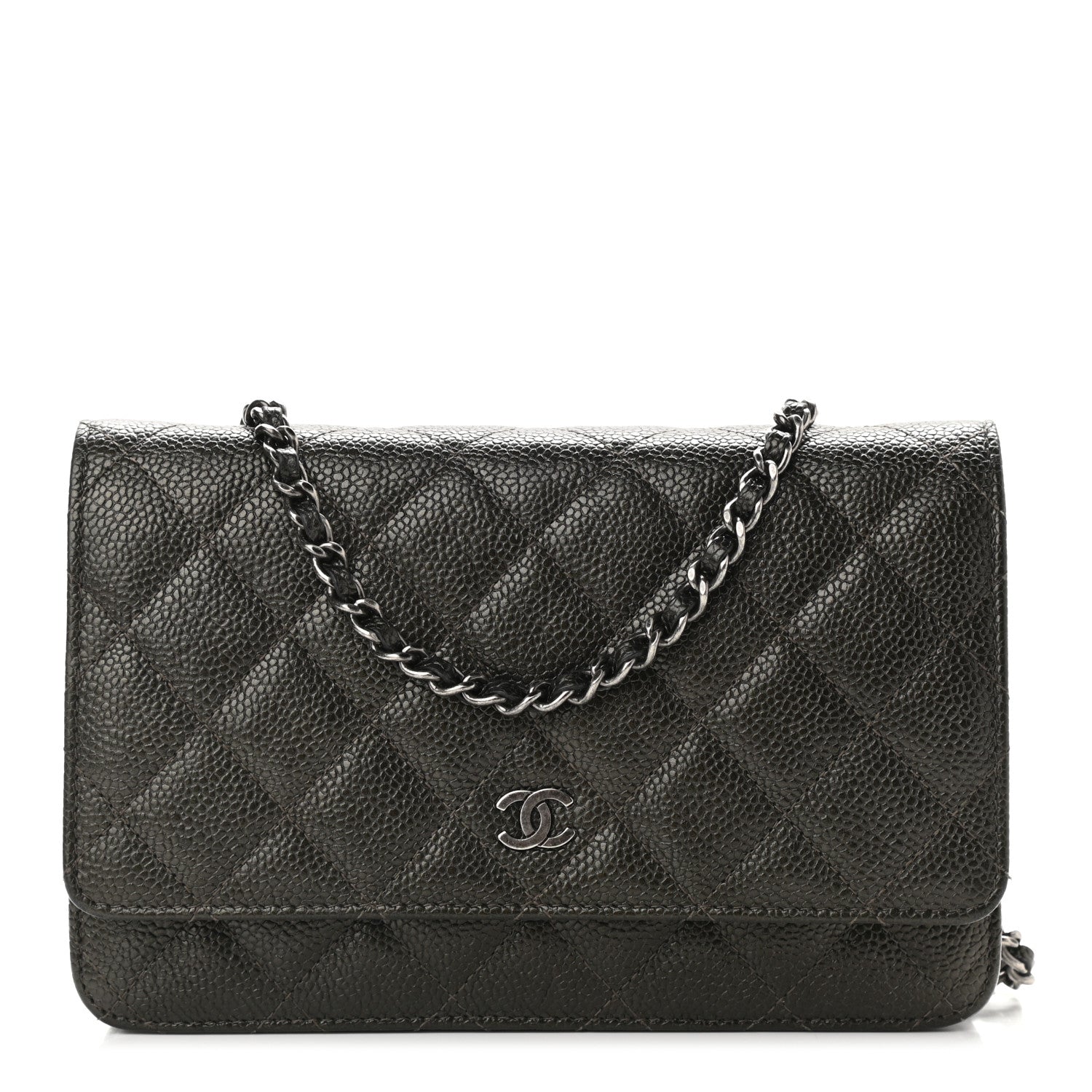 Chanel Caviar Quilted Wallet On Chain WOC Dark Green 1 of 9
